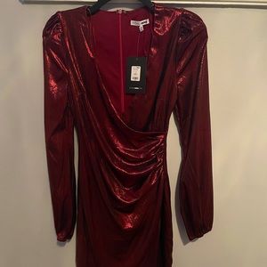 Long sleeve shiny metallic dress